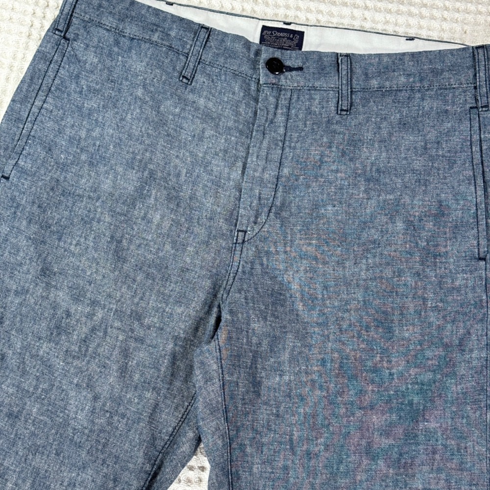 LEVI'S Linen‎ Blend Chino Pants Mens 32x36 (33x35) Blue Chambray Lightweight